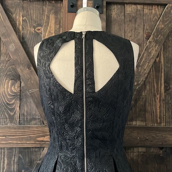 Ina embellished jacquard mini black  dress with side pockets back gold zipper Sm - Picture 6 of 14